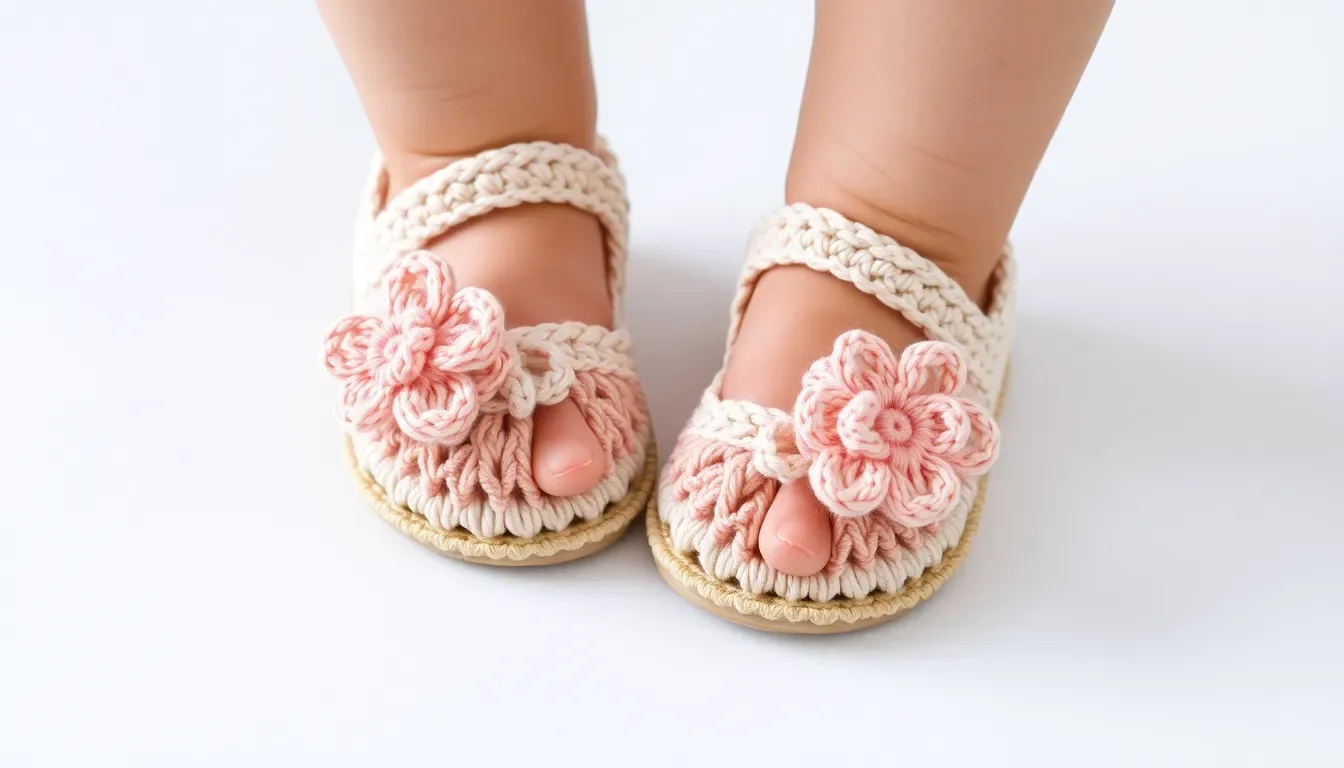 18 sandalias a crochet para bebé: modelos modernos con flores, moños y tiras