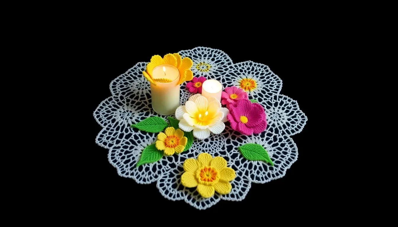 8 centros de mesa con flores a crochet con tutoriales fáciles que te encantarán 💖