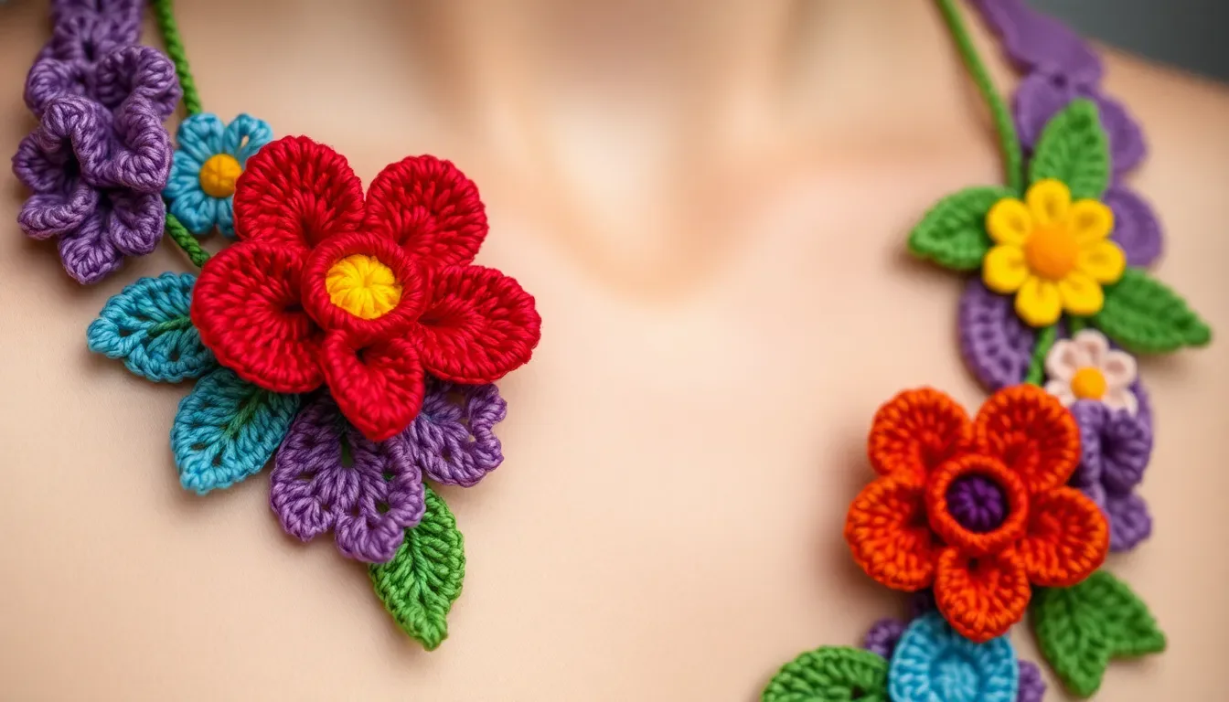 Collares a crochet que enamoran: flores, colores y diseños fáciles de tejer 💖