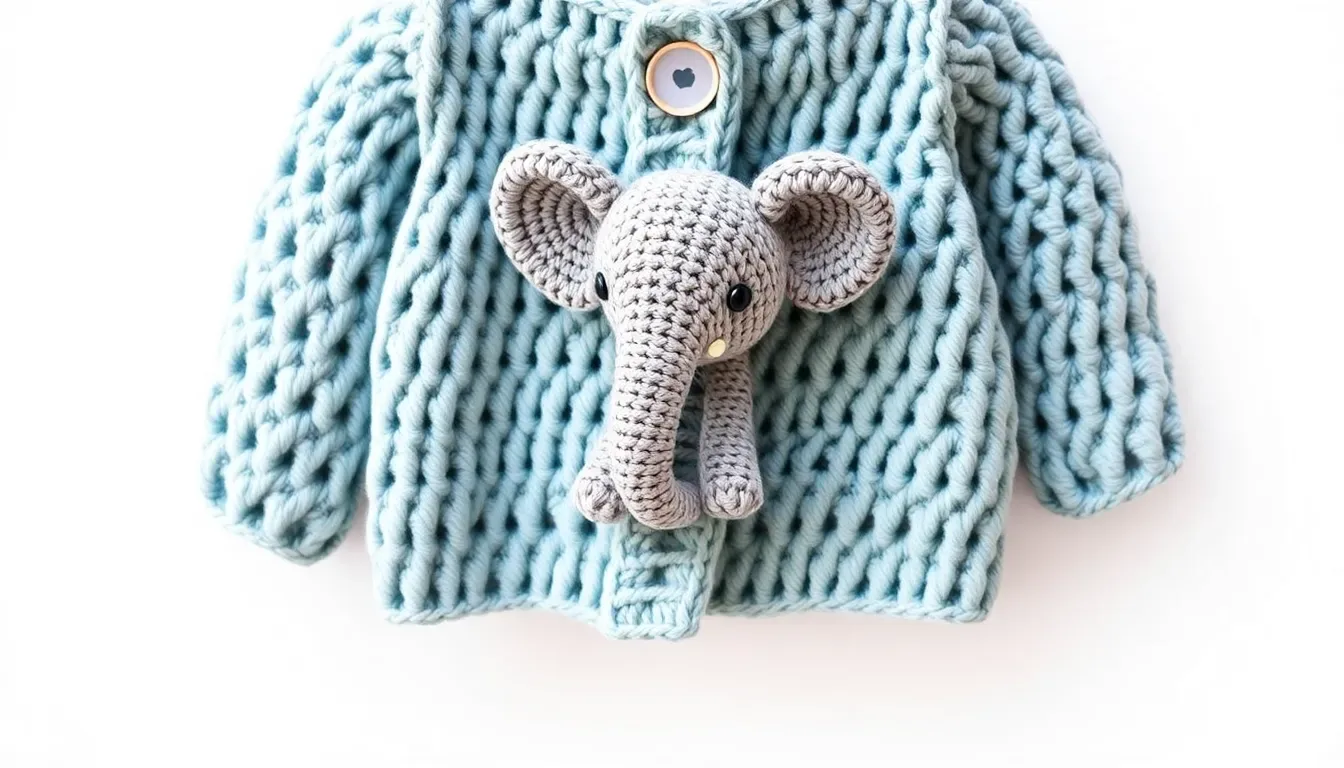 🐘 ¡El favorito de los niños! Teje este cárdigan a crochet con aplique de elefante 🧶💖