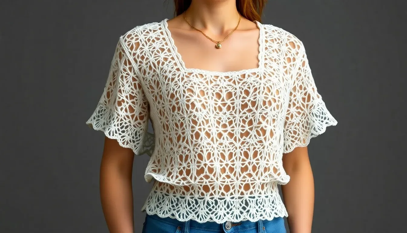 Teje una Blusa Manga Abierta a Crochet con Caída Perfecta y Mucho Estilo