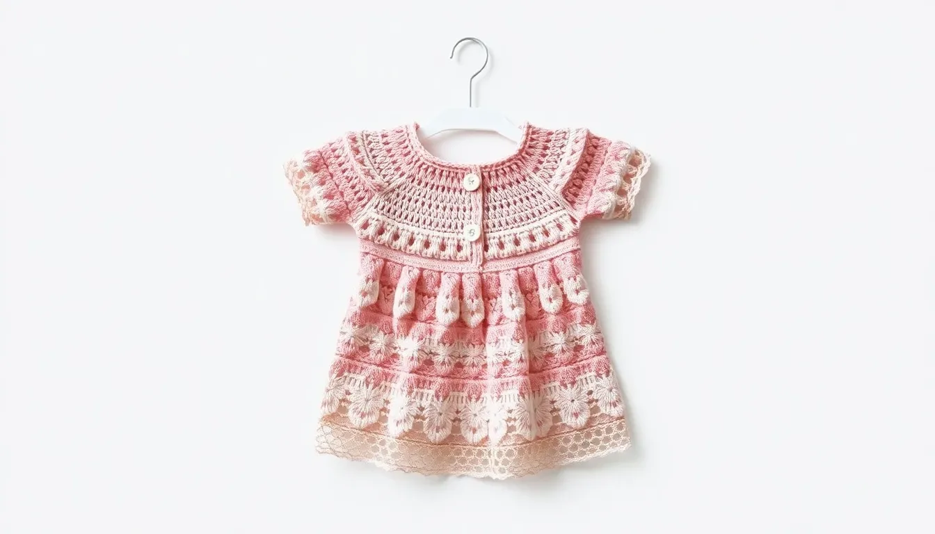 Vestido de Bebé a Crochet con Capas Suaves y Elegantes
