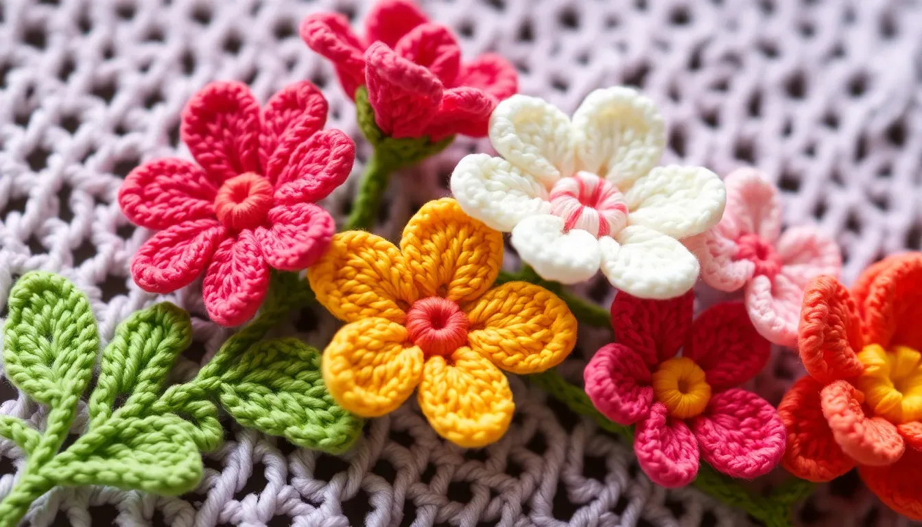 Apliques de flores a crochet: pequeños detalles que transforman cualquier tejido