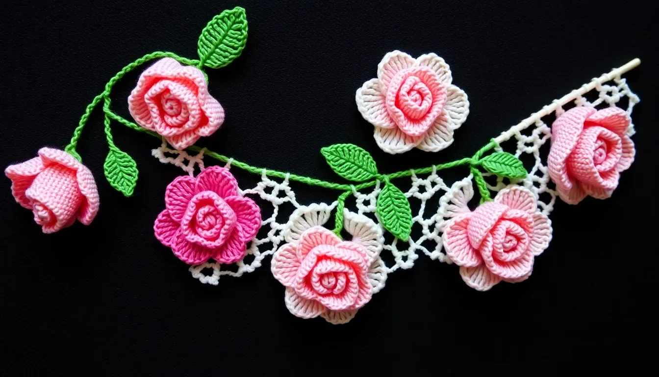 ¡El detalle más tierno! Teje estas puntillas de rositas a crochet: perfecto para paños de bebé 🌹