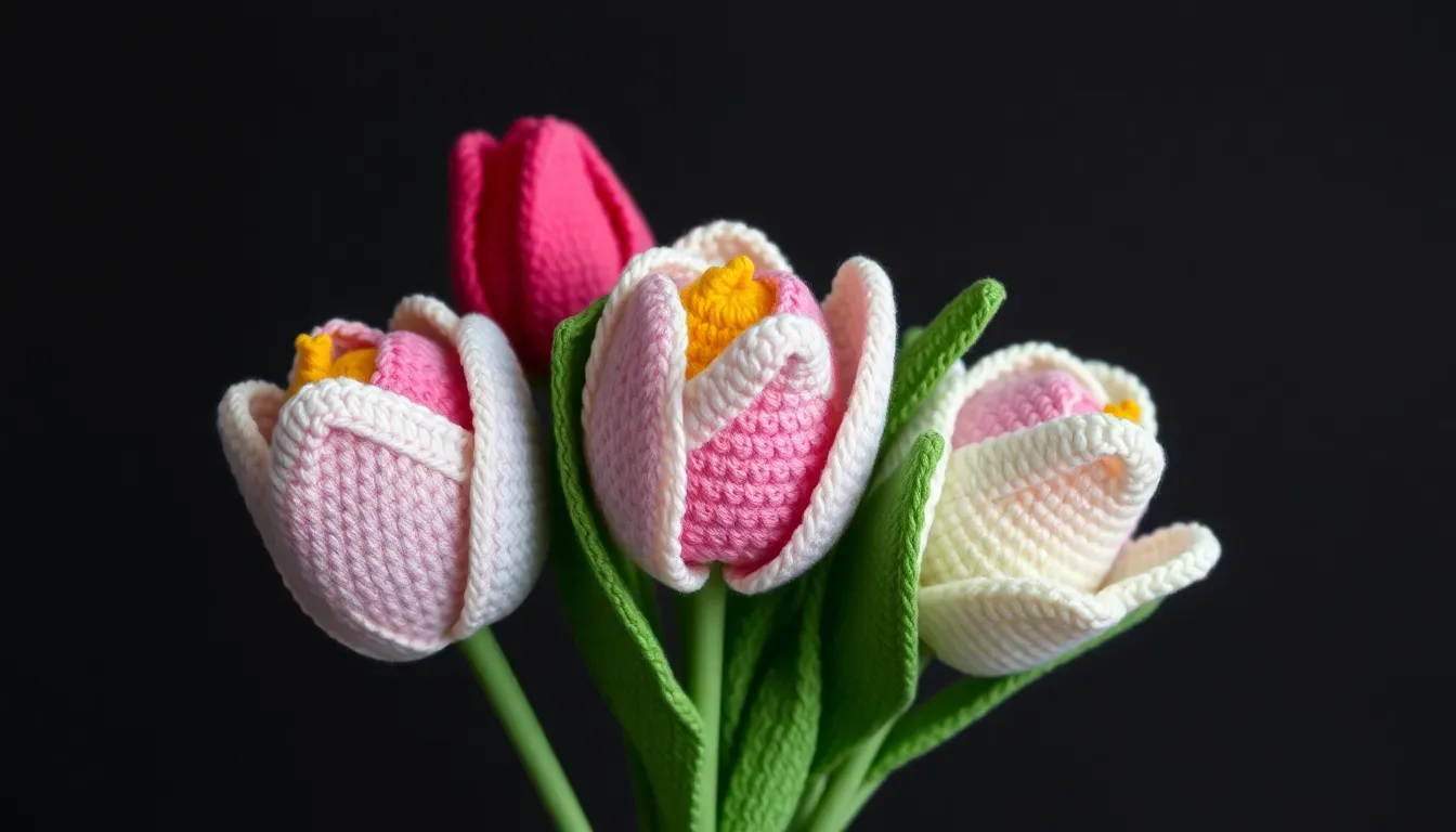 ¡El detalle perfecto! Teje estos bellos Llaveros de Tulipán a crochet: Súper fáciles y rápidos🌷