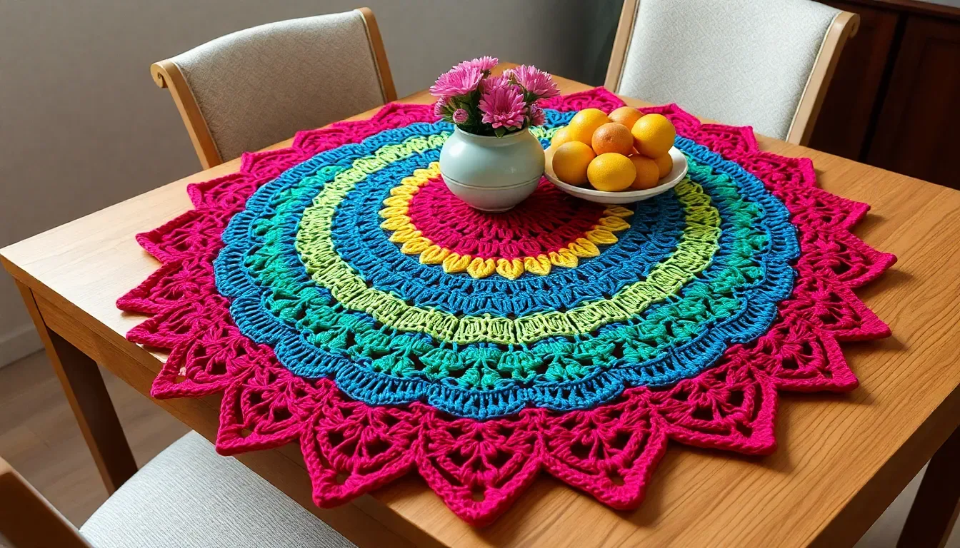 ¡Explosión de color en tu mesa! Teje este Cuadrado a crochet: Sencillo, vibrante y perfecto para decorar 🌈