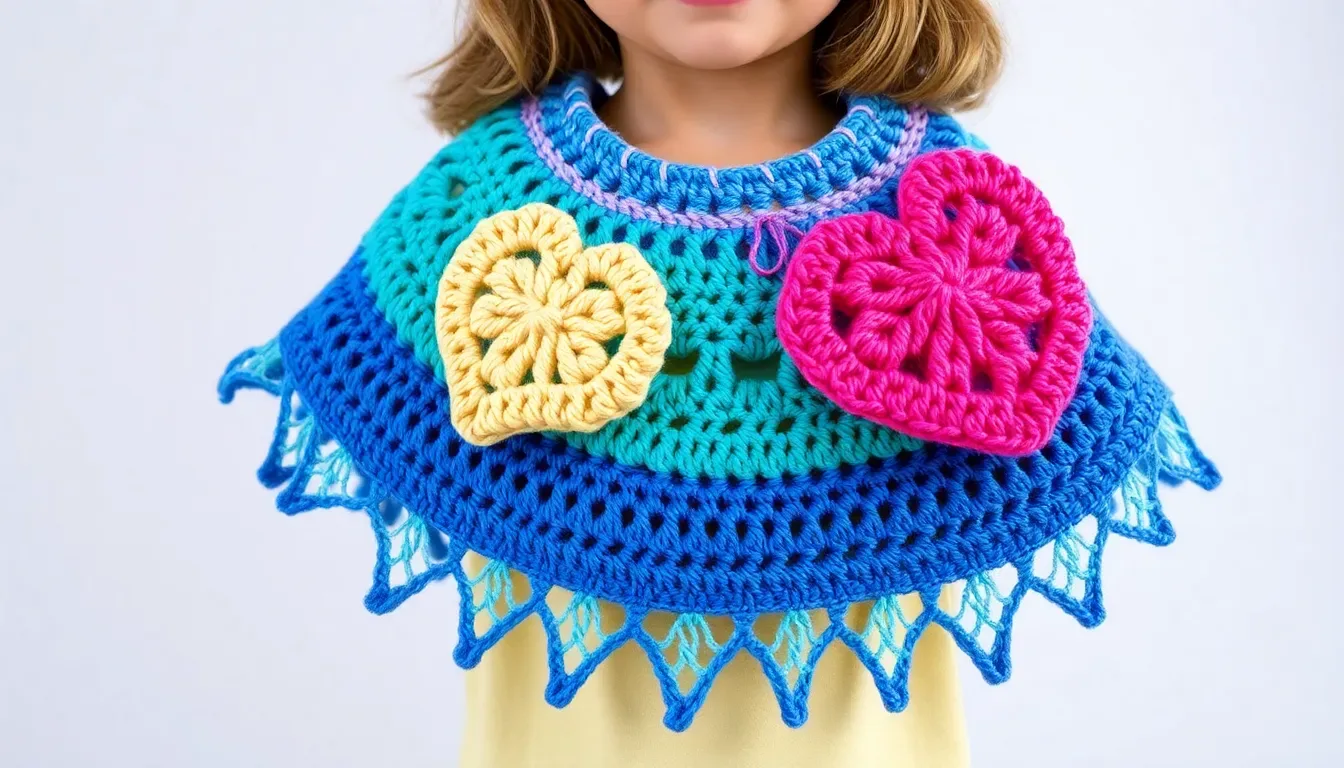 Ponchos para niñas a crochet y dos agujas llenos de color, abrigo y dulzura en cada puntada 🌸🧶