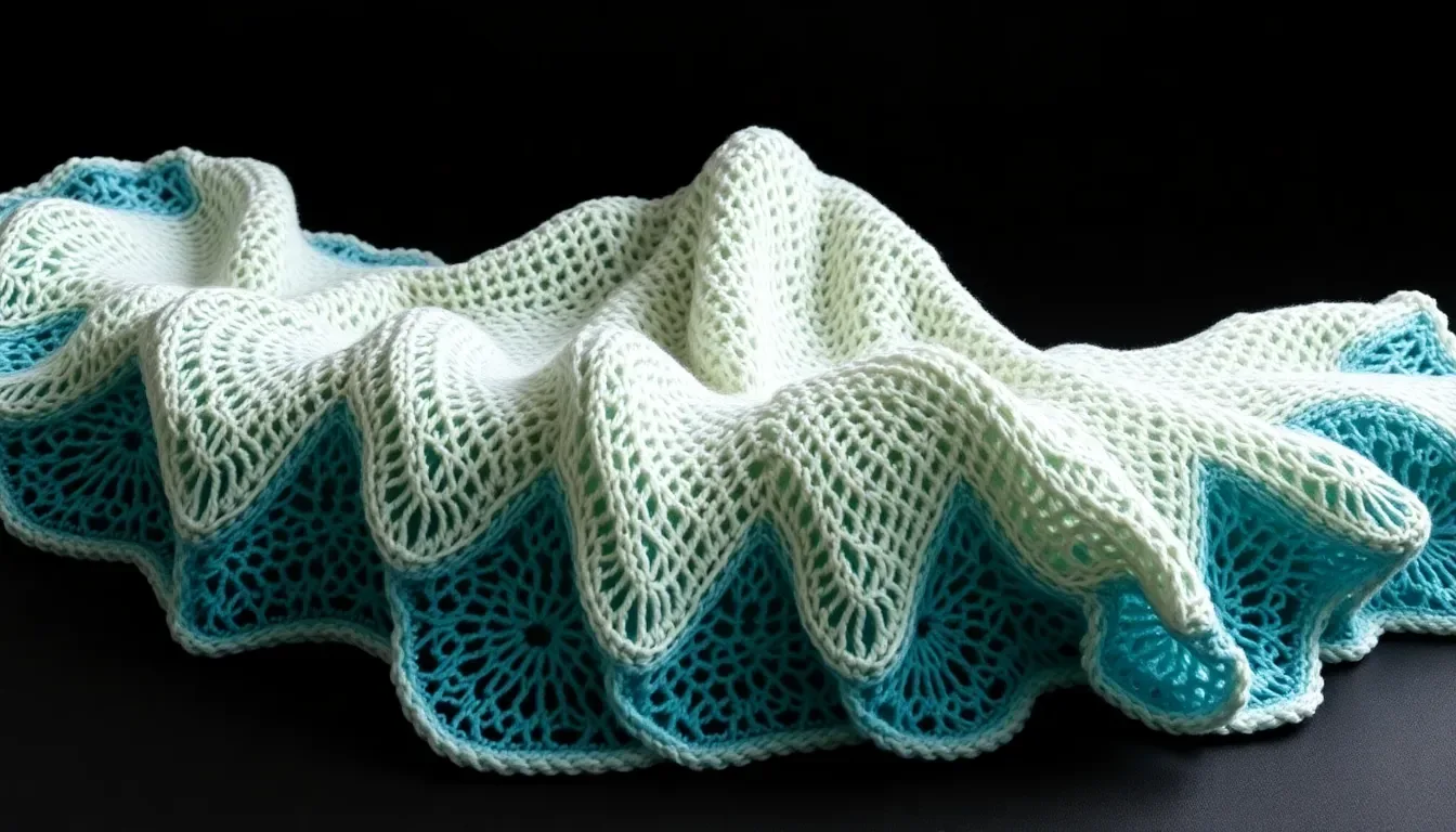 Teje una preciosa manta Espuma de Mar a crochet con efecto delicado y moderno
