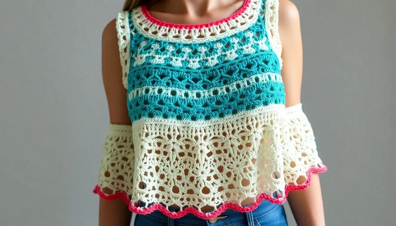 Top Tricolor a Crochet: patrón rápido, ligero y perfecto para el verano