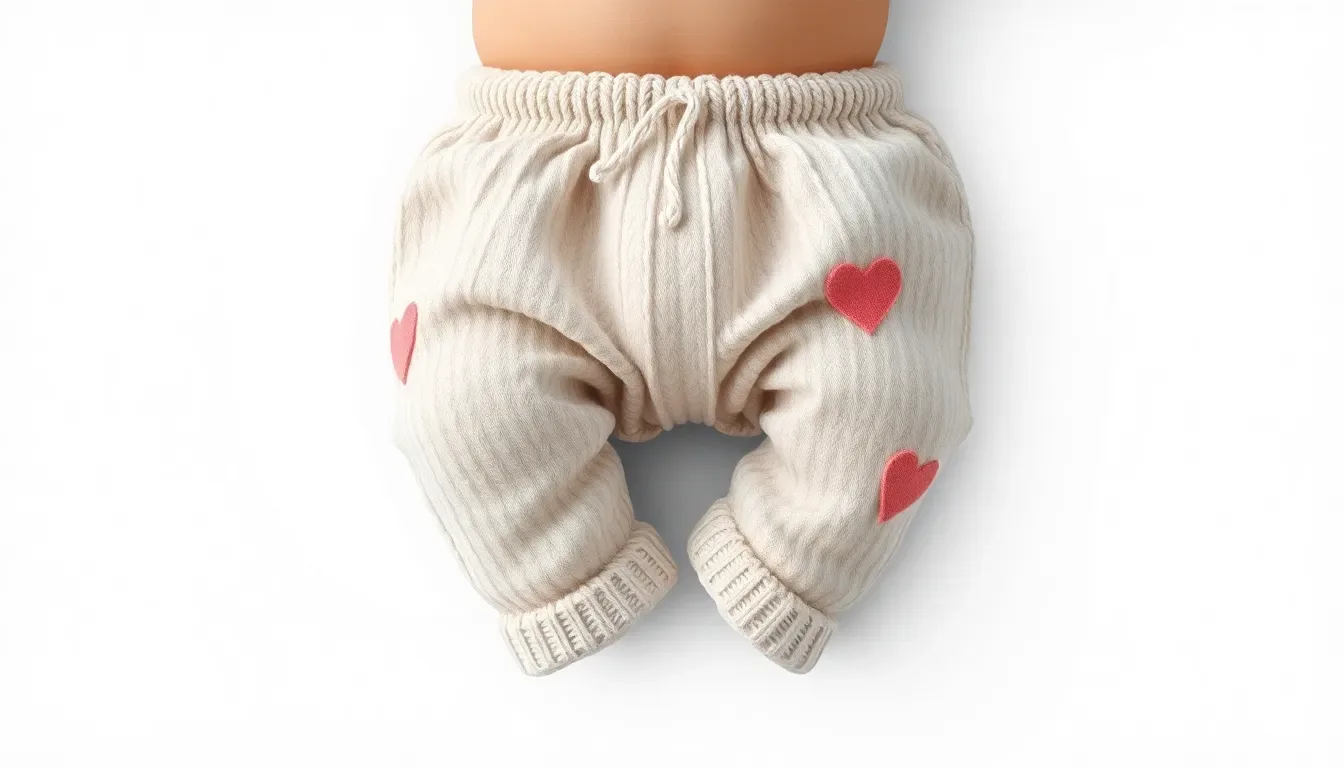 Un pantalón de bebé a dos agujas tejido con amor y mucha ternura