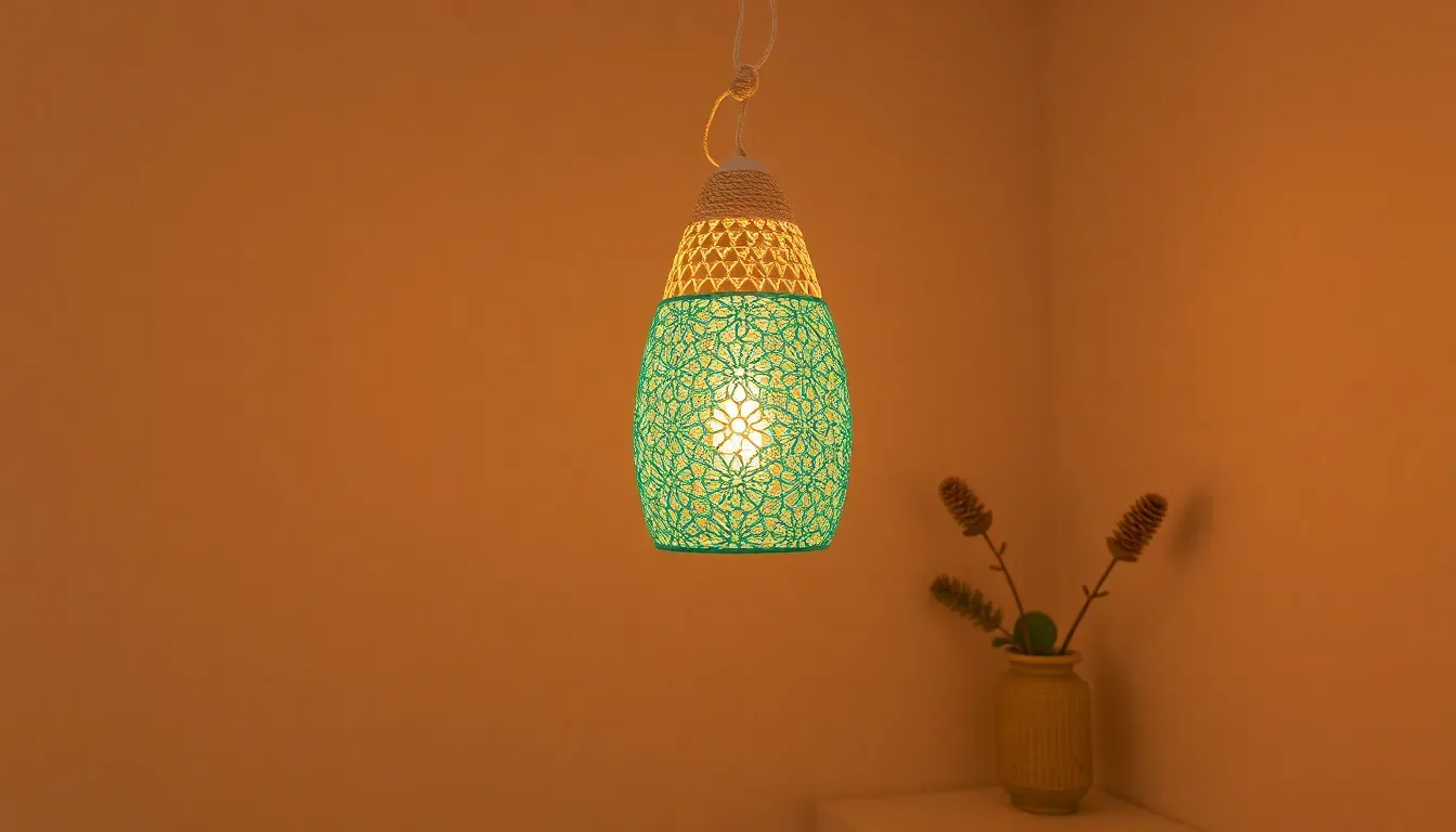 Esta lámpara decorativa a crochet es una belleza artesanal que inspira