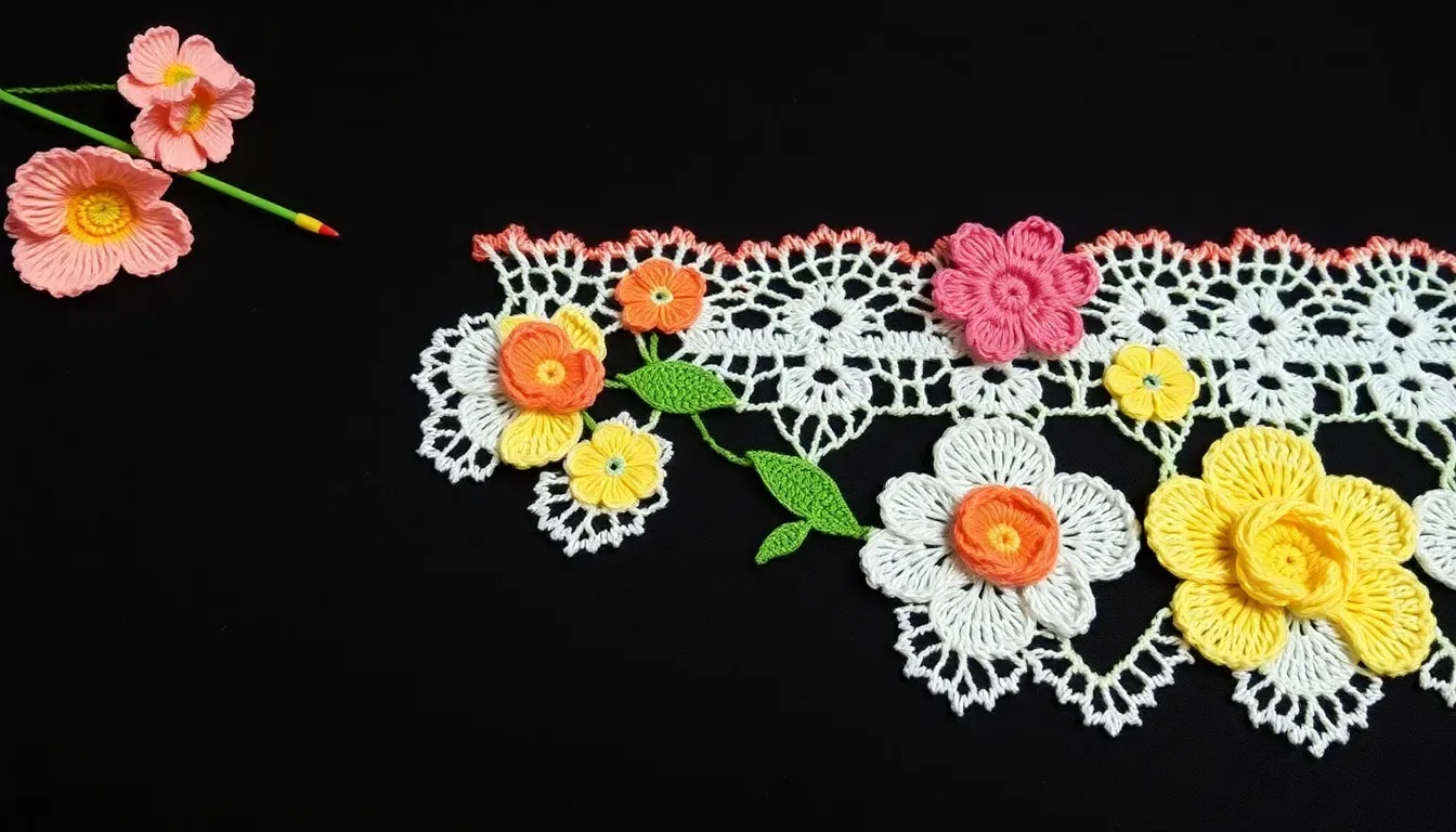 Puntilla de florecitas a crochet: El borde más tierno para decorar tus almohadones y mantas 🌼