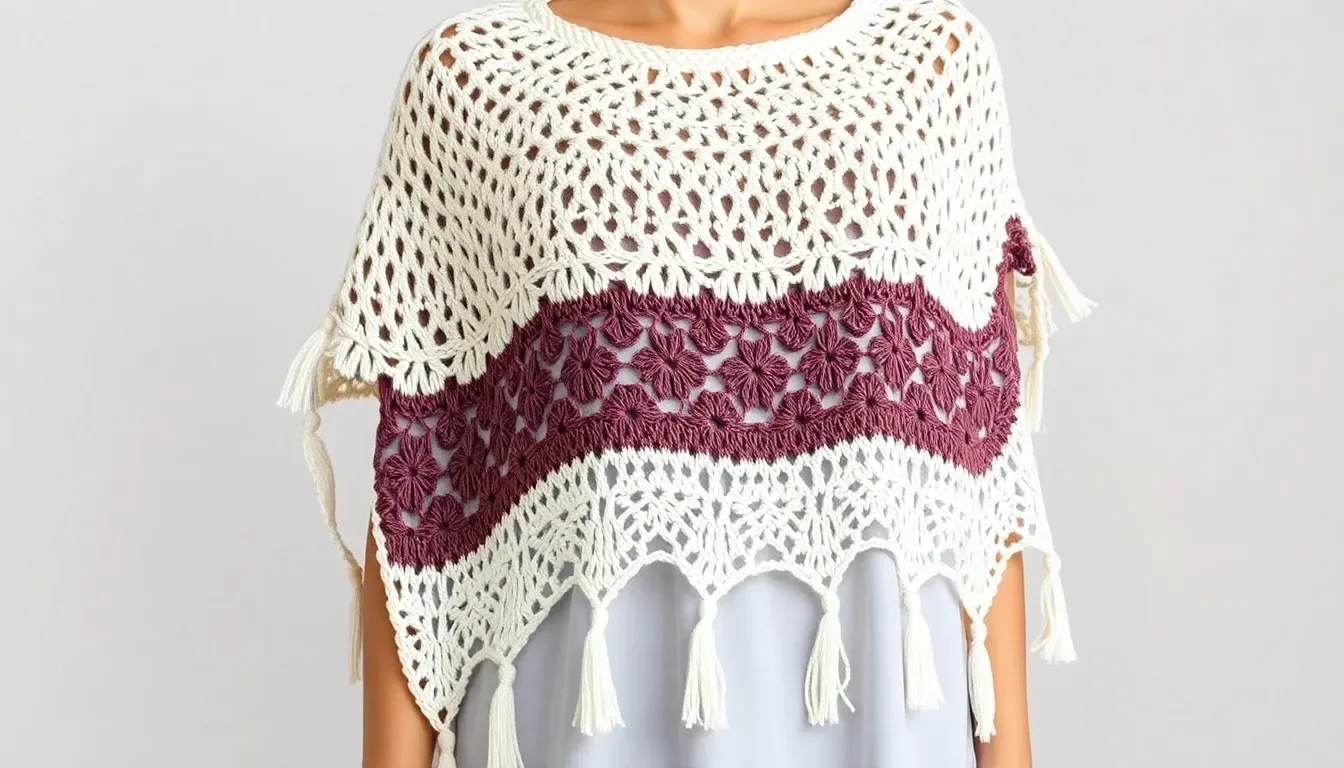¡Tu básico boho favorito! Teje este Poncho Calado a crochet con solo 2 rectángulos: Un diseño fácil, rápido y con estilo artesanal 🌬️