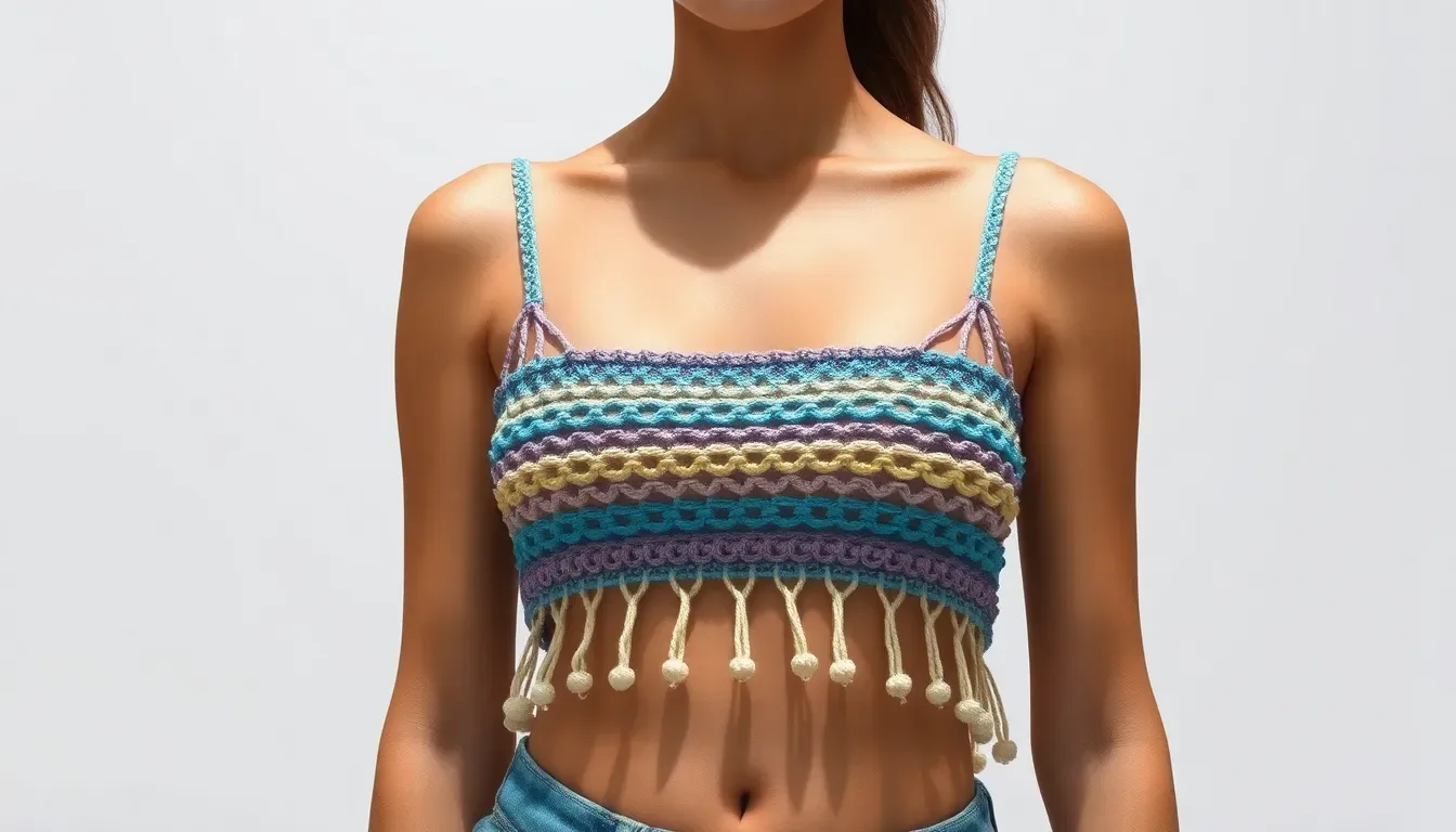 Un crop top tejido a ganchillo que combina frescura, estilo y creatividad