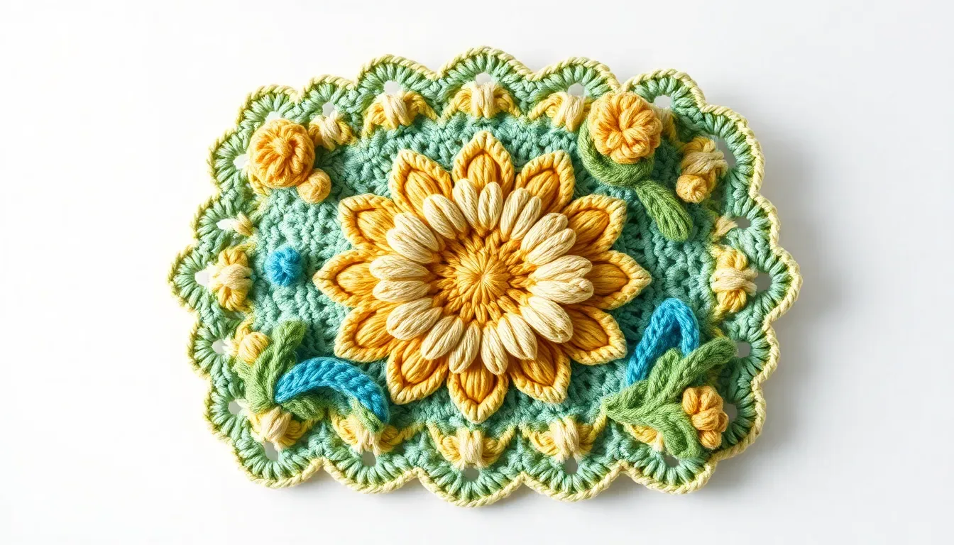 Un Motivo a Crochet con Relieve 3D que Destaca por su Elegancia