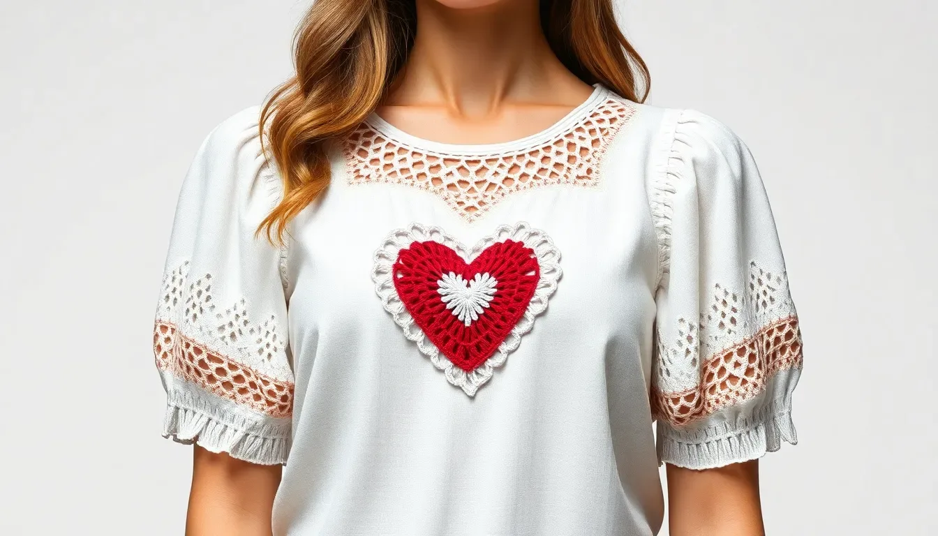 Una blusa con diseño de corazón a crochet para lucir femenina y única