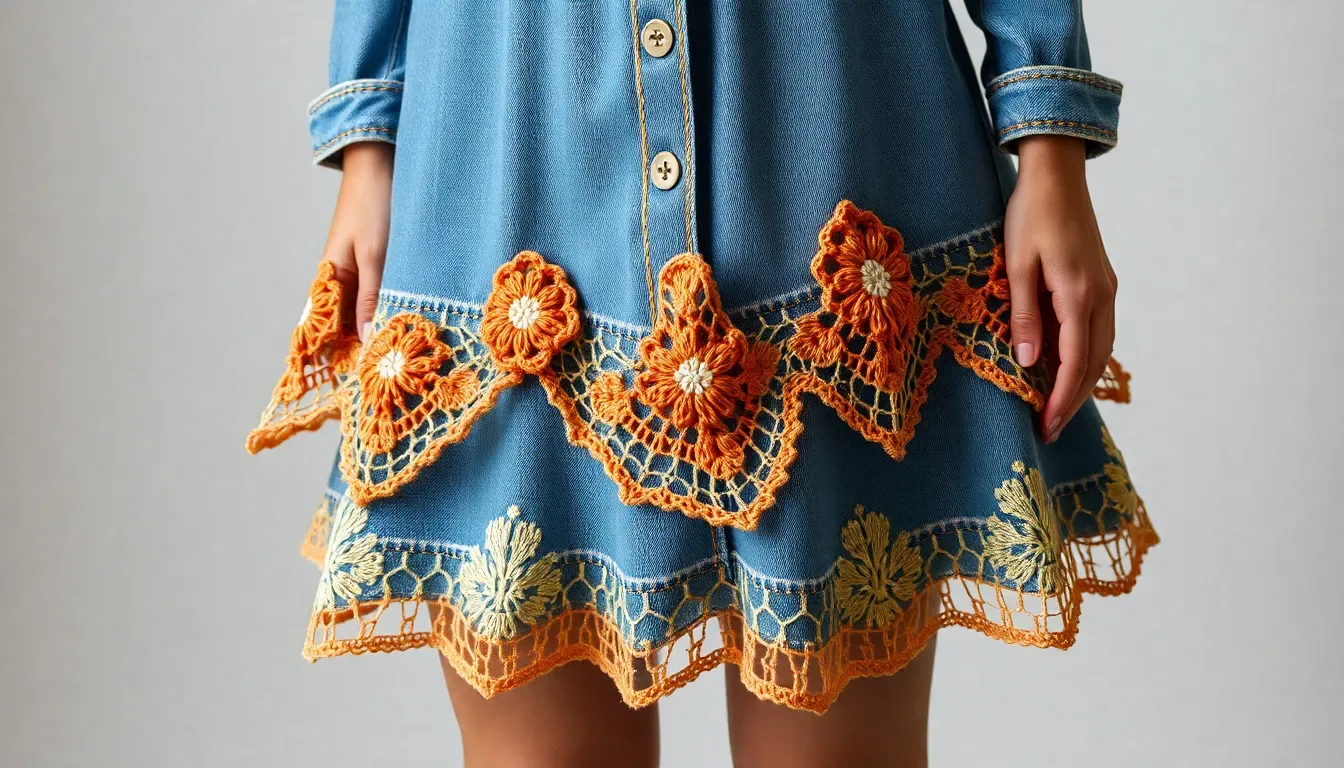 Una falda de jean renovada con crochet para lograr un estilo único