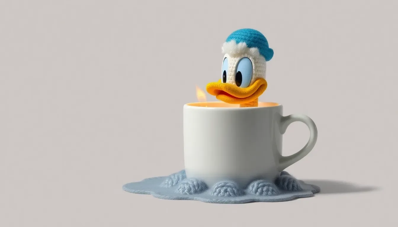 Aprende a tejer un Cubre Tazas de Pato Donald lleno de ternura