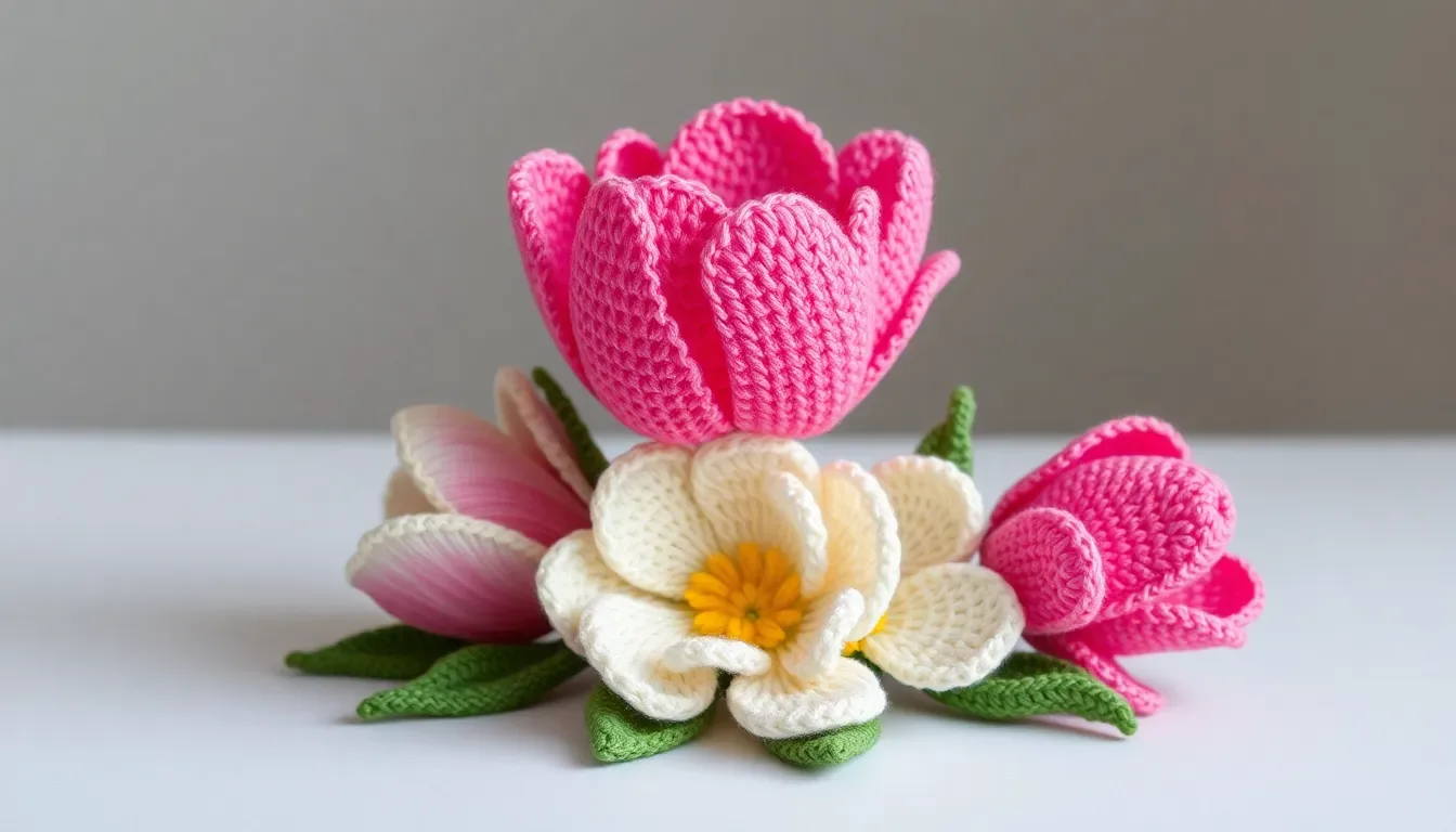 ¡Color eterno en tu hogar! 🌷 Aprende a tejer estos hermosos tulipanes a crochet paso a paso