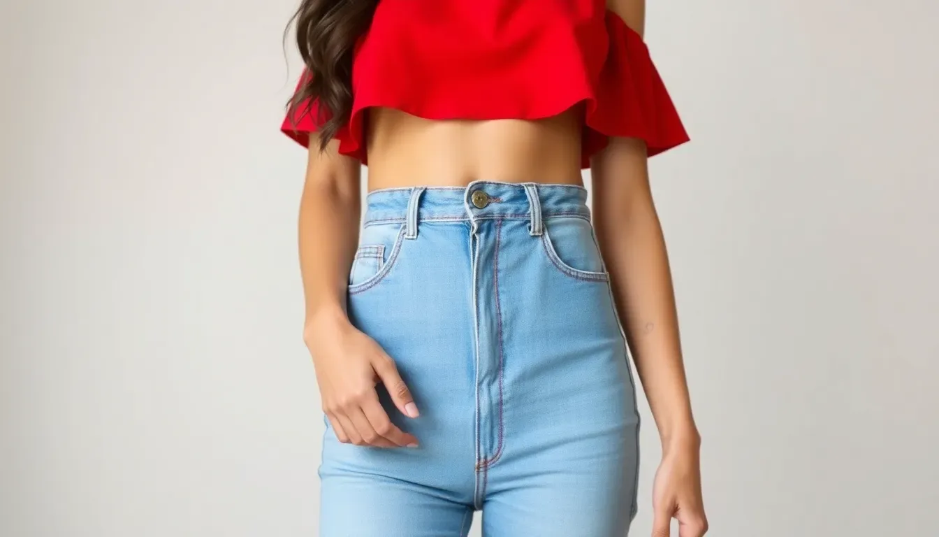 El secreto de un look irresistible: Tutorial de blusa crop top calada en rojo vibrante 💃