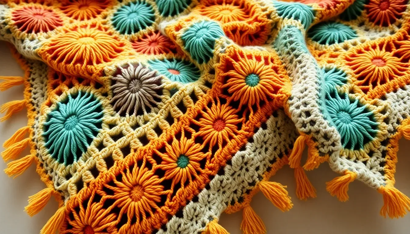Esta manta combina puntos tunecinos y crochet, y el resultado tiene una textura preciosa