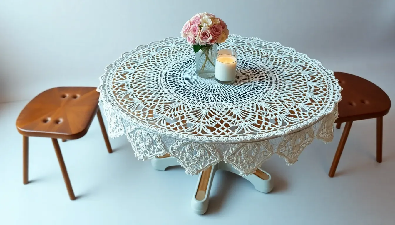 Este centro de mesa tejido a crochet une textura, elegancia y mucho encanto artesanal