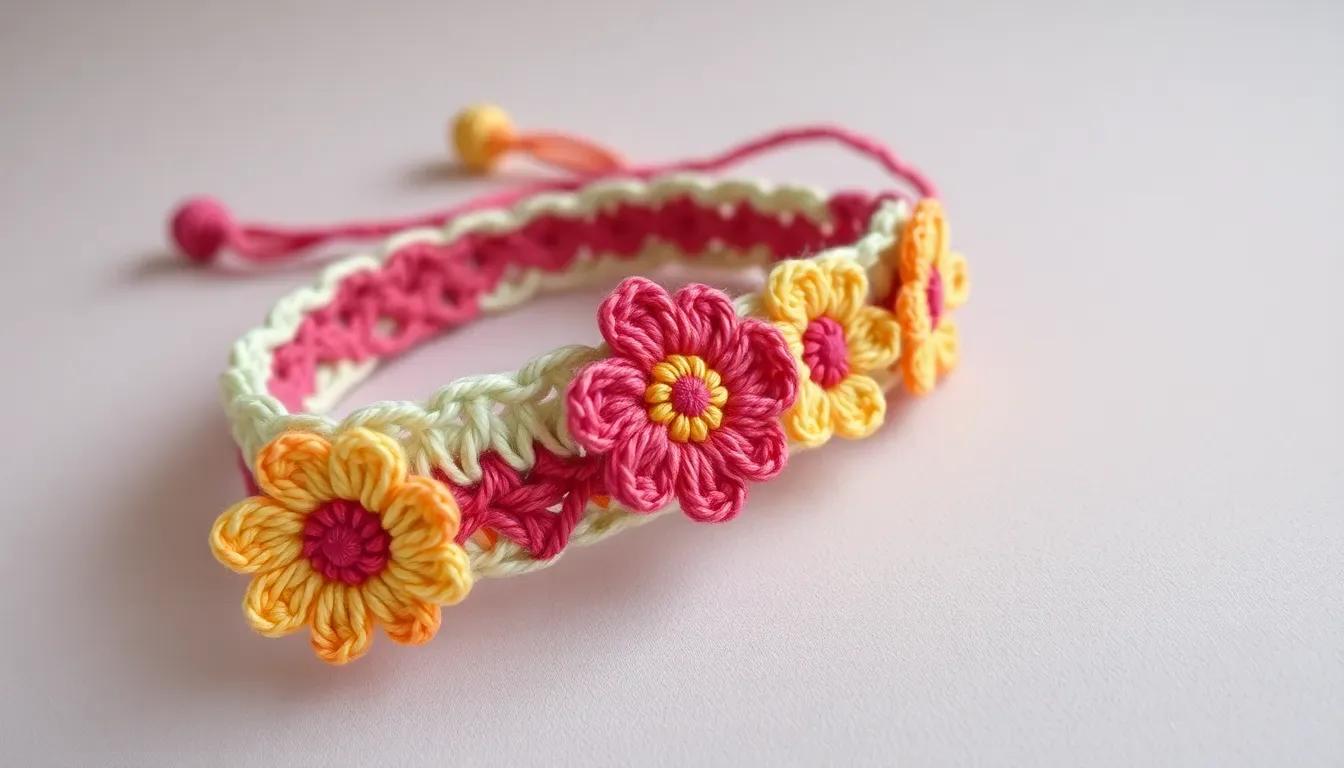 Pulseras Primavera a crochet: una idea bonita para lucir accesorios hechos a mano