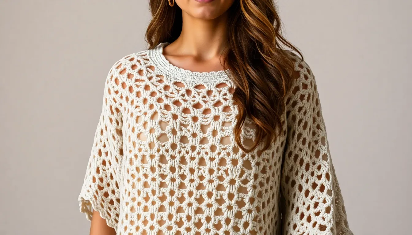 ¡Solo 2 rectángulos! 🧶 Teje la blusa poncho Aura y luce increíble con este diseño fácil a crochet